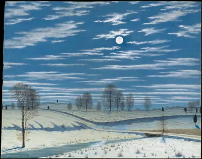 Winter Scene in Moonlight
