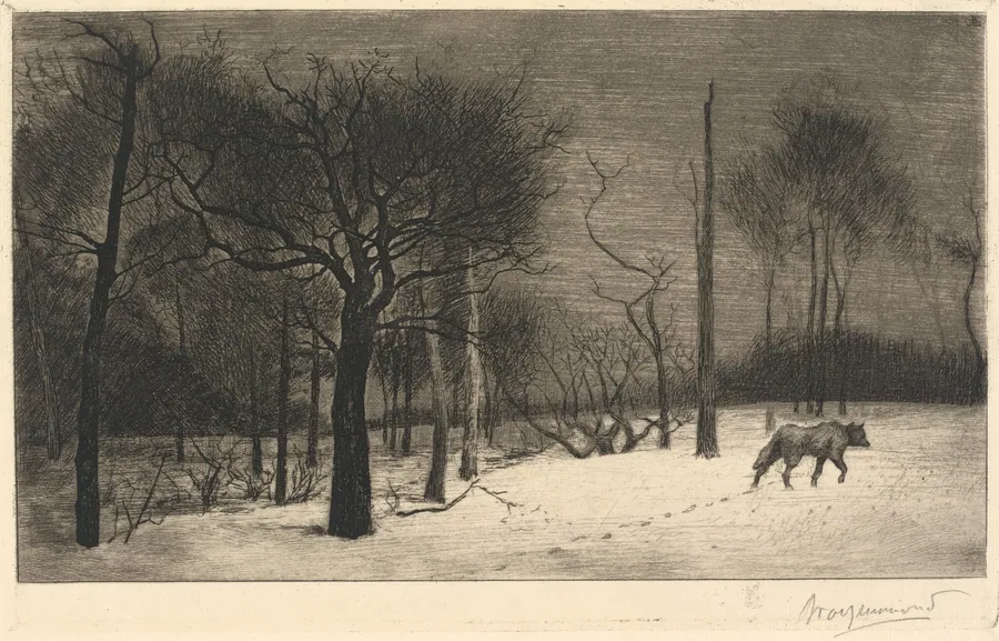 Hiver (Le Loup dans la neige) by Félix Bracquemond
