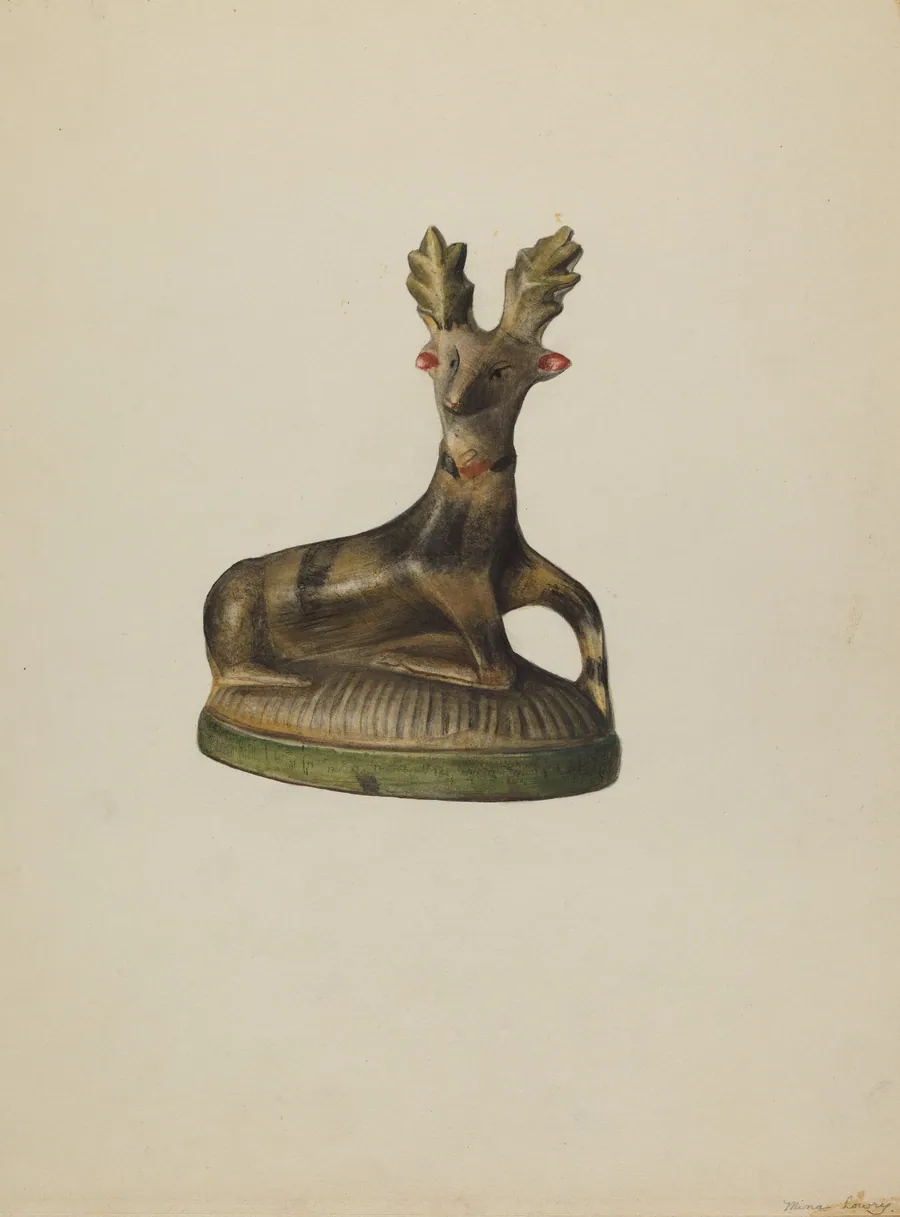 Pa. German Chalkware Deer by Mina Lowry