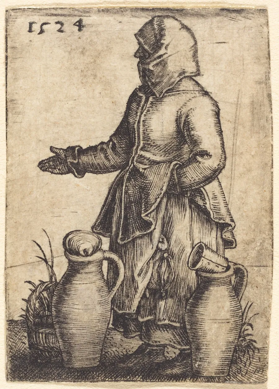 Peasant Woman with Two Jugs by Barthel Beham