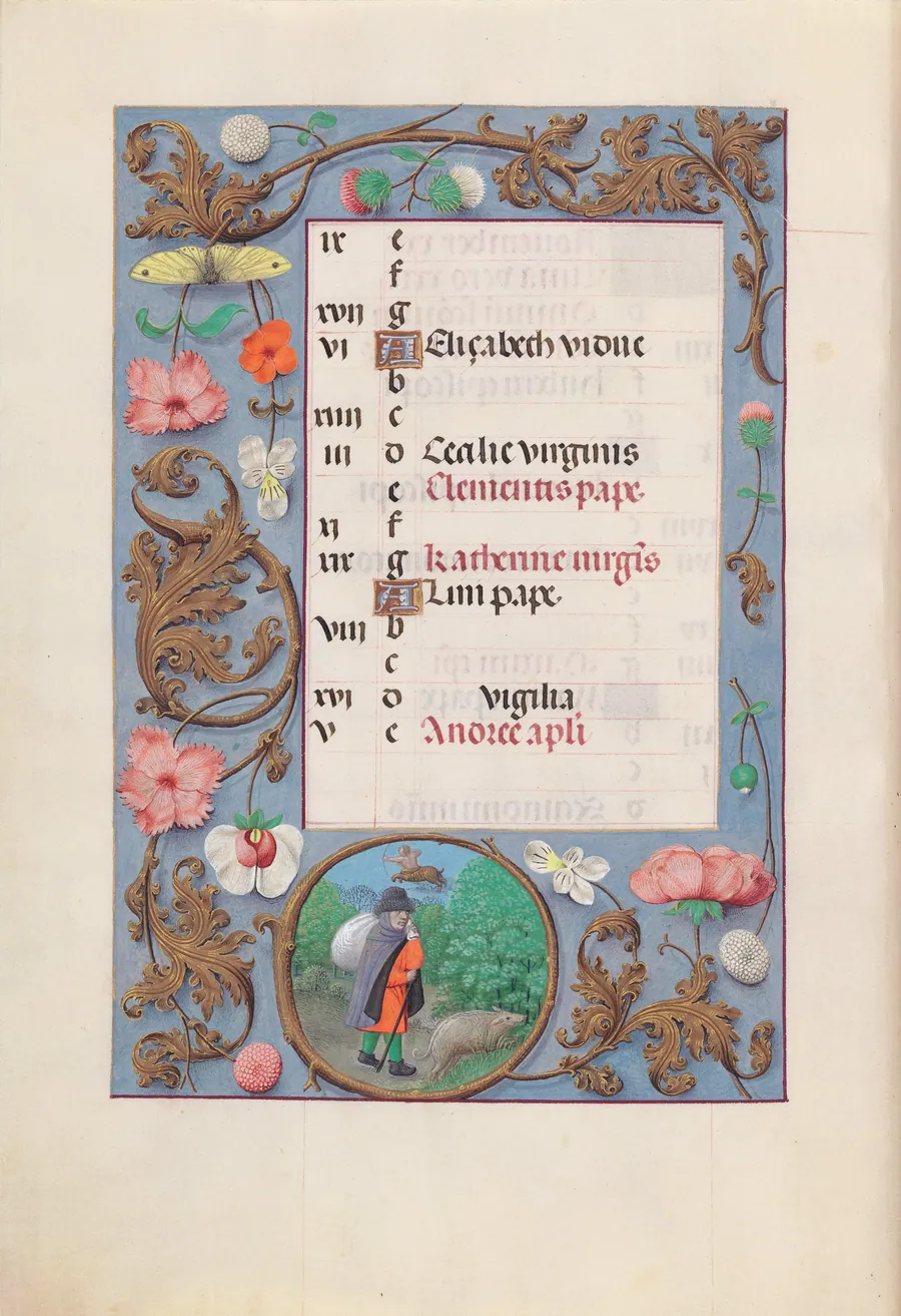 Hours of Queen Isabella the Catholic, Queen of Spain:  Fol. 12v, November by Master of the First Prayerbook of Maximillian