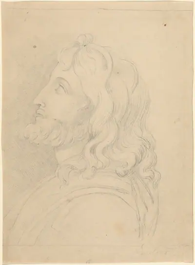 Bust of a Bearded Man Looking Up