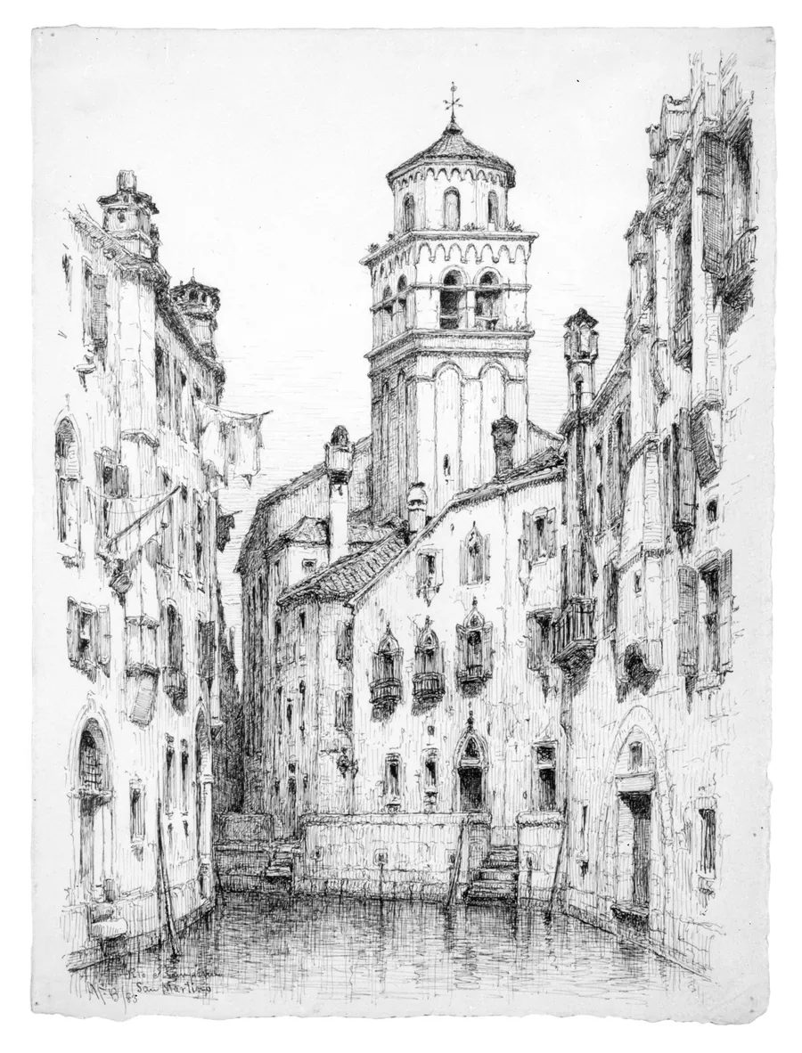Rio e Campanile San Martino, Venice by Andrew Fisher Bunner