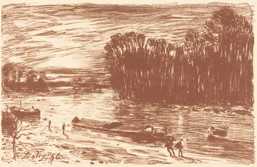 Banks of the Loing near Saint-Mammès (Bords du Loing, pres Saint-Mammès) by Alfred Sisley