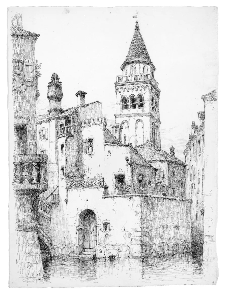 Campanile and Rio di San Polo, Venice by Andrew Fisher Bunner