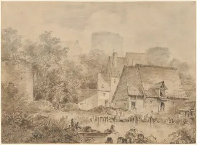 Farm Buildings beside a Waterway