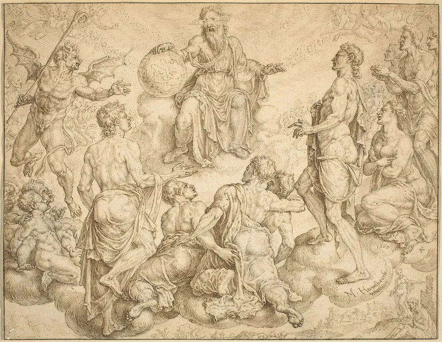 Satan Challenges God to Remove his Protection from Job by Maerten van Heemskerck