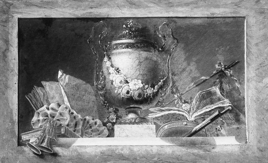 Still life with musical instruments (one of a pair) by French Painter