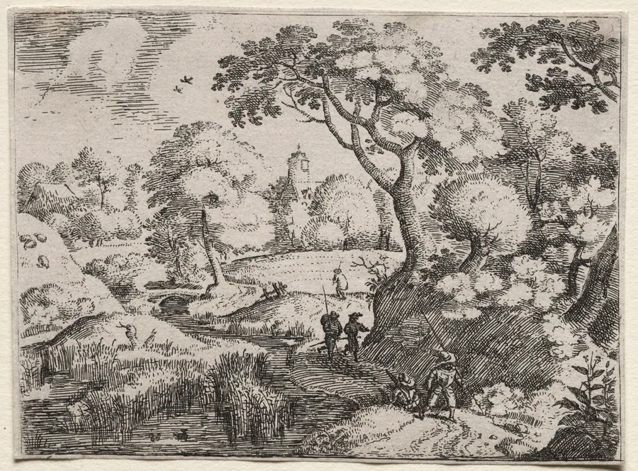 Six Landscapes:  Path Between Swamp and Wooded Bank by Jacob Savery I