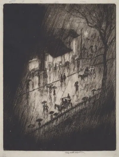 Rainy Night, Charing Cross Shops