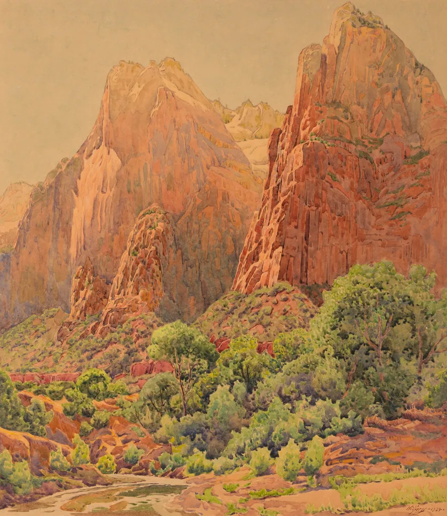 The Patriarchs, Zion National Park by Gunnar Widforss, born Stockholm, Sweden 1879-died Grand Canyon, AZ 1934