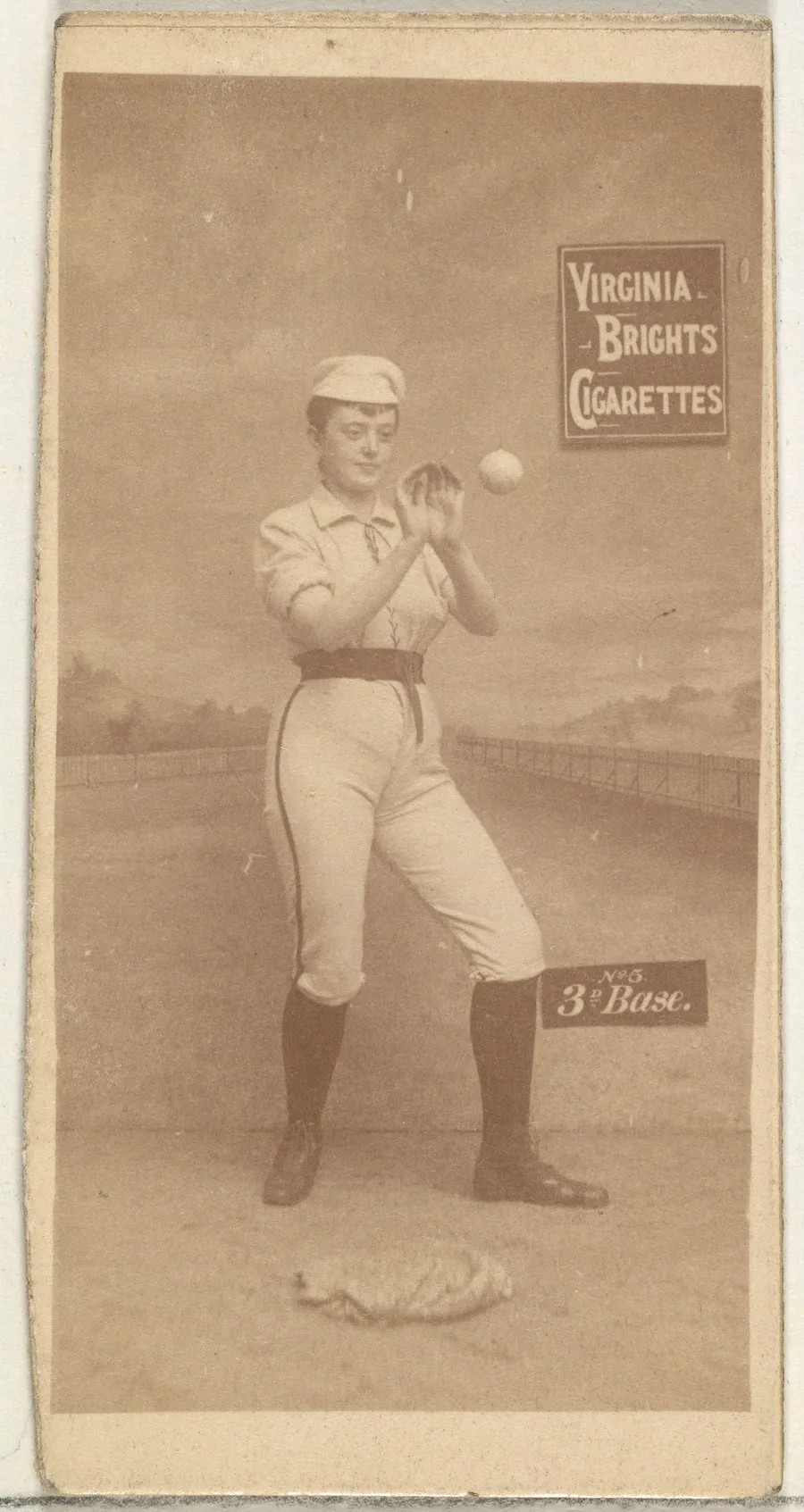 3rd Base, from the Girl Baseball Players series (N48, Type 2) for Virginia Brights Cigarettes by Allen & Ginter
