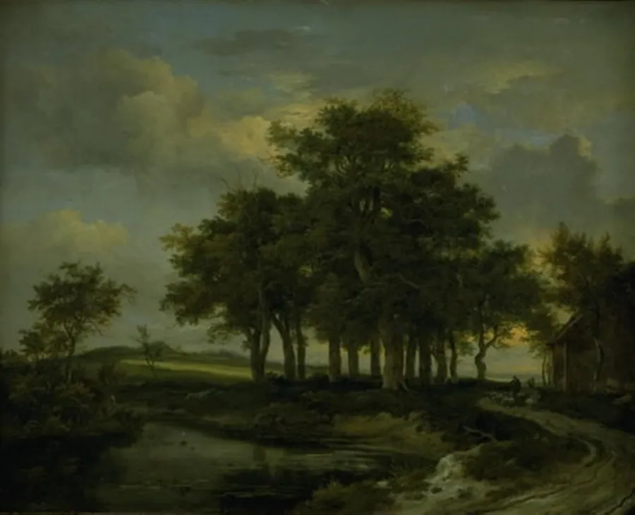 Vej forbi egetræer, aften by Jacob Isaacksz. van Ruisdael