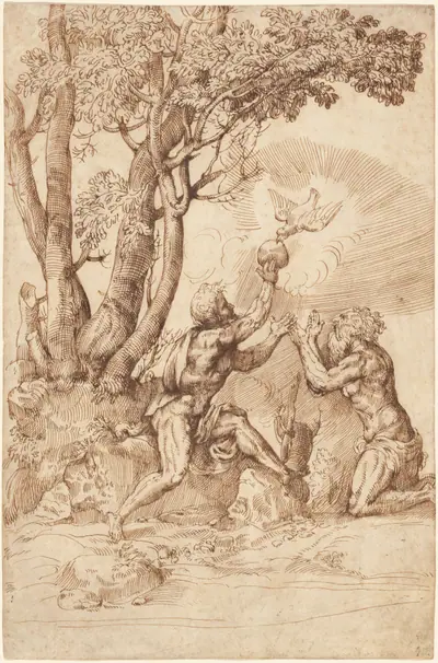 The Hermit Saints Paul and Anthony Receiving Bread from a Dove