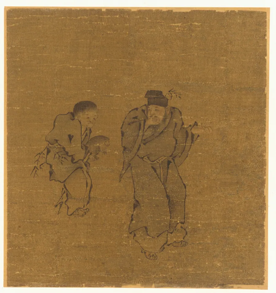 Two male figures with a toad by Formerly attributed to Liang Kai 梁楷 (late 12th-early 13th century)