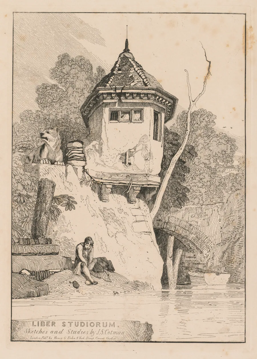 Liber Studiorum; Frontispiece, View of a Garden House on the Banks of the River Yare by John Sell Cotman