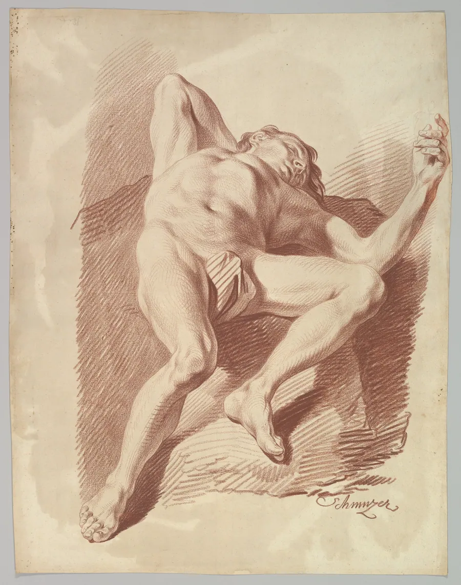 Reclining Male Nude by Jakob Matthias Schmutzer