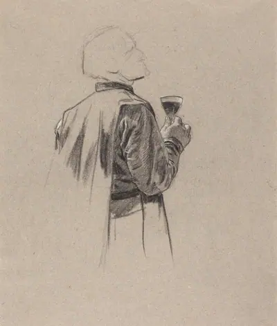 A Bearded Gentleman with a Glass of Wine