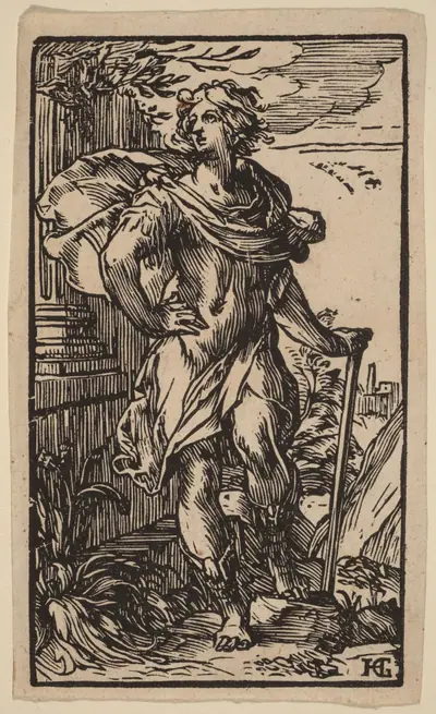 Standing Young Man with a Cane