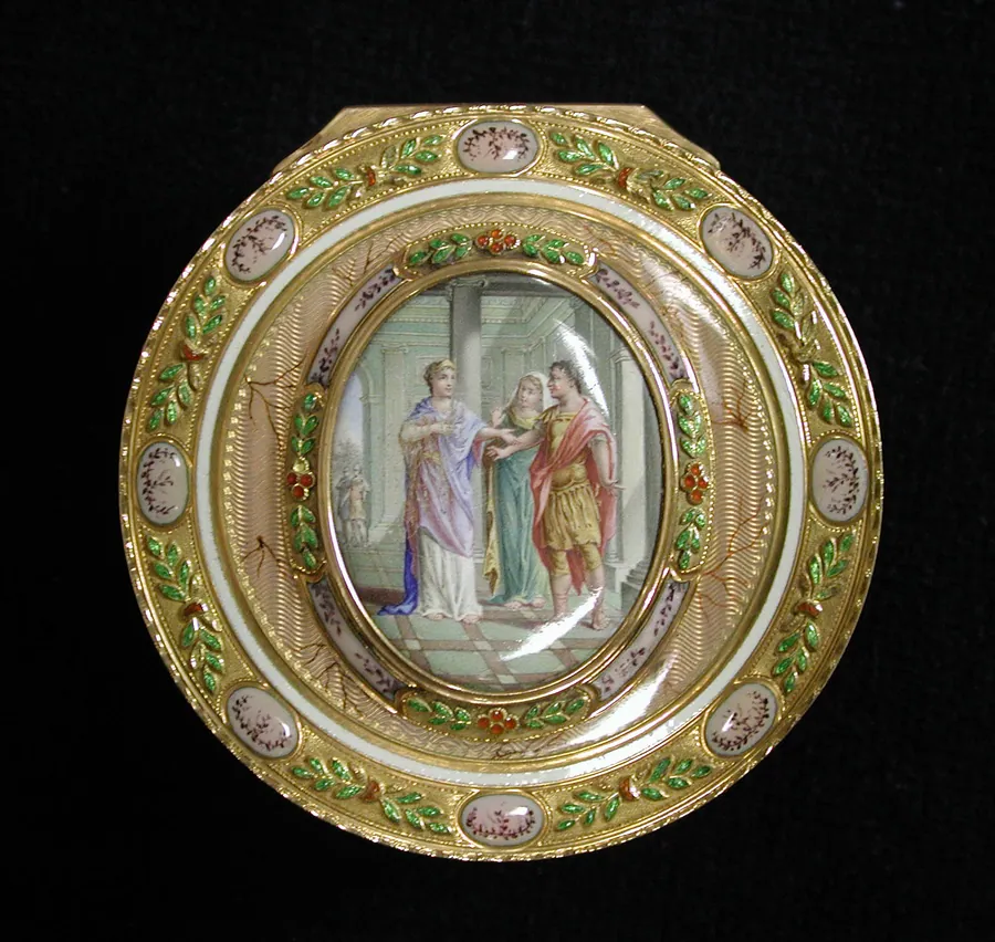 Snuffbox with miniature depicting the return of Theseus by Barthélemy Pillieux