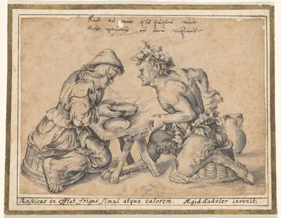 The Peasant Who Blew Hot and Cold (copy after Aegidius Sadeler)