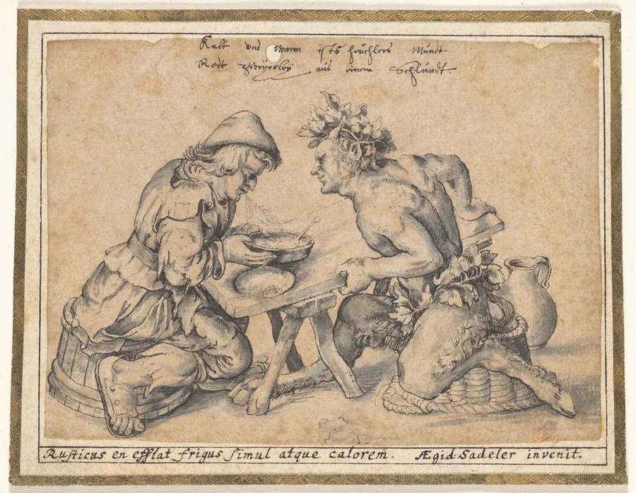 The Peasant Who Blew Hot and Cold (copy after Aegidius Sadeler) by Aegidius Sadeler