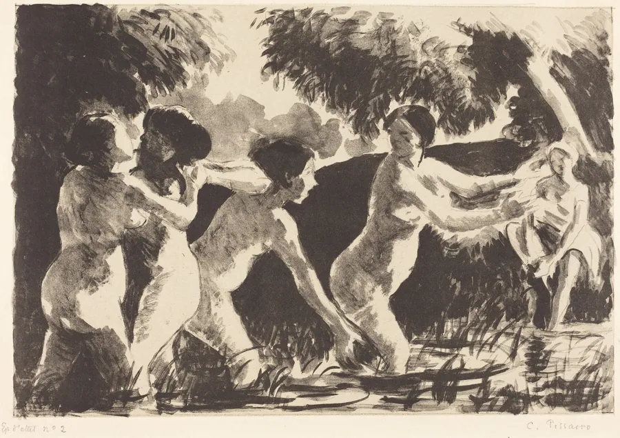 Bathers Wrestling (Baigneuses luttants) by Camille Pissarro