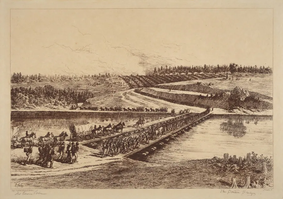 The Pontoon Bridges by Edwin Forbes