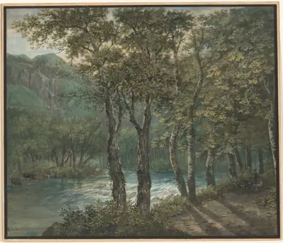 Sunlight Filtering through Trees along the River Sihl