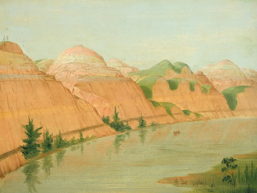 Magnificent Clay Bluffs, 1800 Miles above St. Louis by George Catlin, born Wilkes-Barre, PA 1796-died Jersey City, NJ 1872