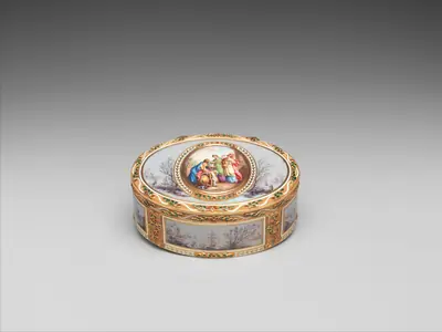 Snuffbox with Ulysses discovering Achilles and harbor scenes