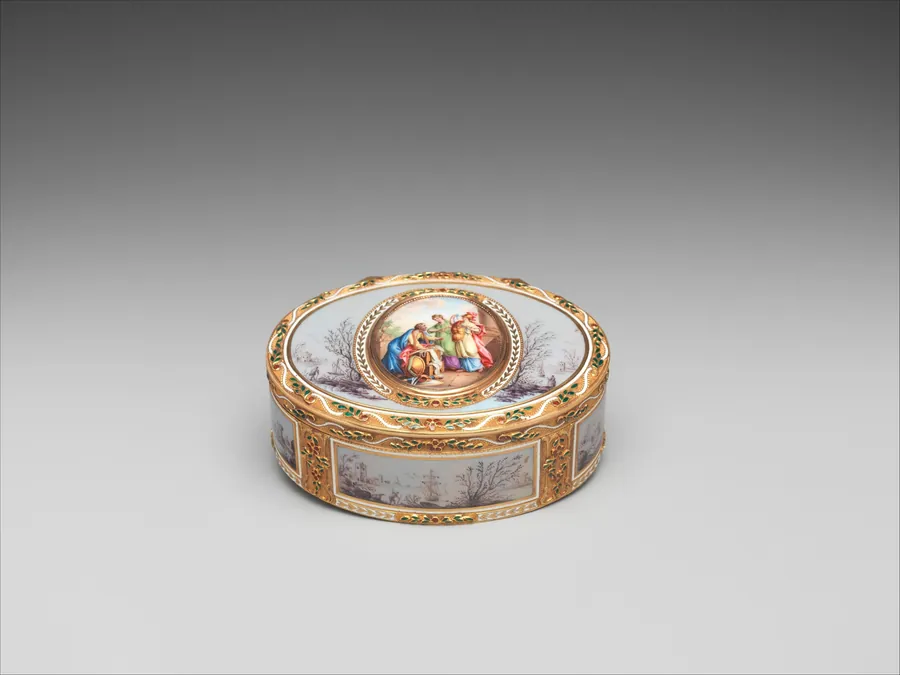 Snuffbox with Ulysses discovering Achilles and harbor scenes by F.S., Switzerland
