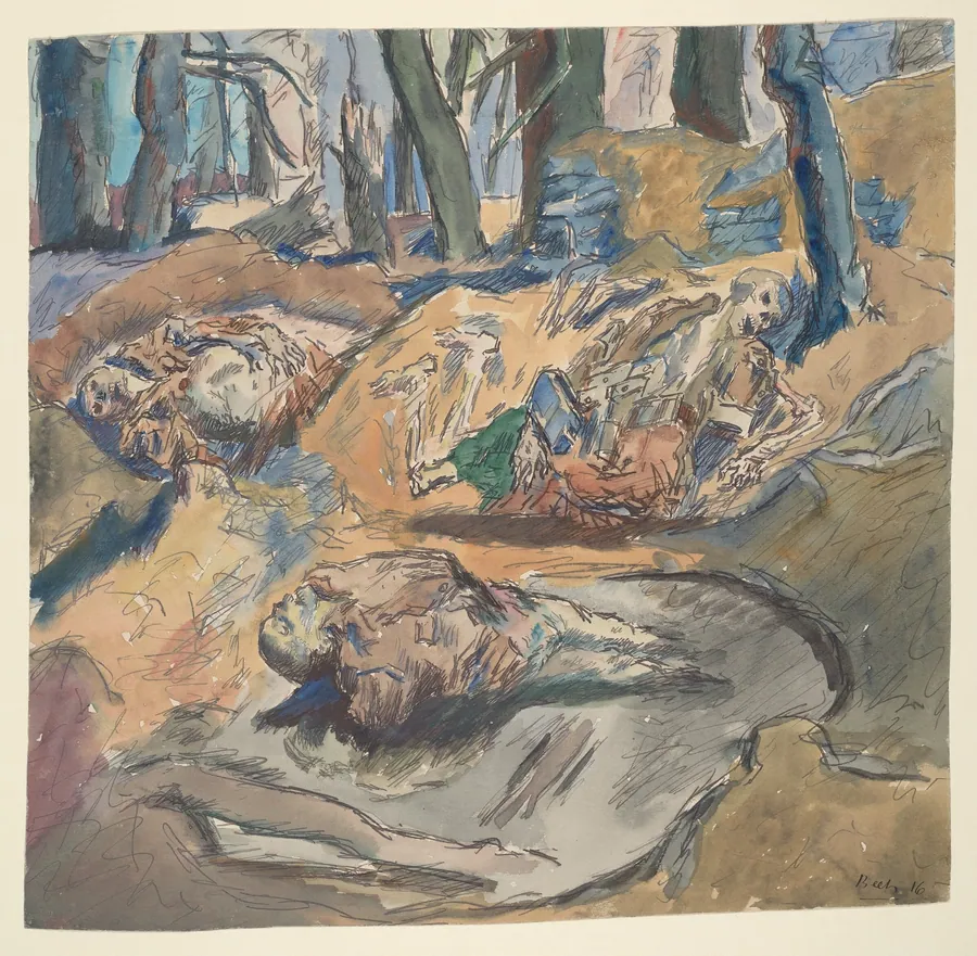 Dead Scottish Soldiers on the Battlefield near Ypres by René Beeh
