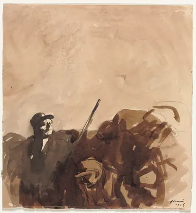 Soldier in a Trench (recto)