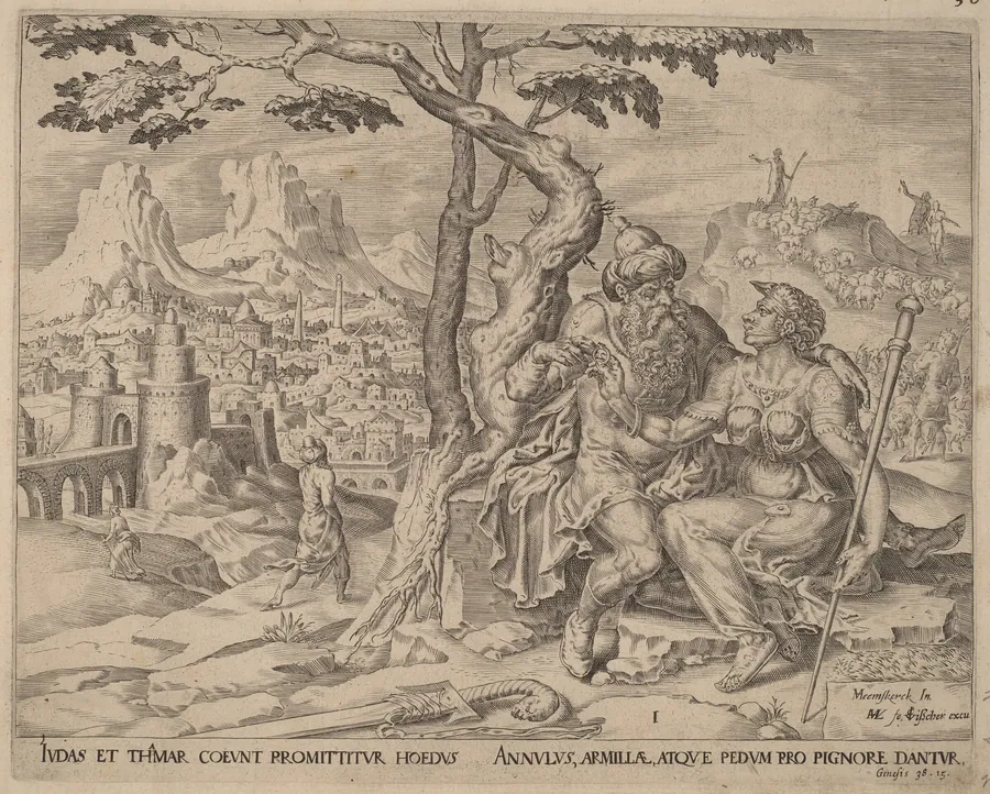 Judah  Giving Tamar the Pledge by Herman Jansz Muller