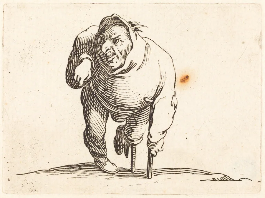 Cripple with Crutch and Wooden Leg by Jacques Callot