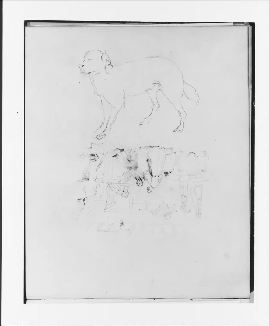 Interior Scene and Study of a Dog (from Sketchbook) by Francis William Edmonds