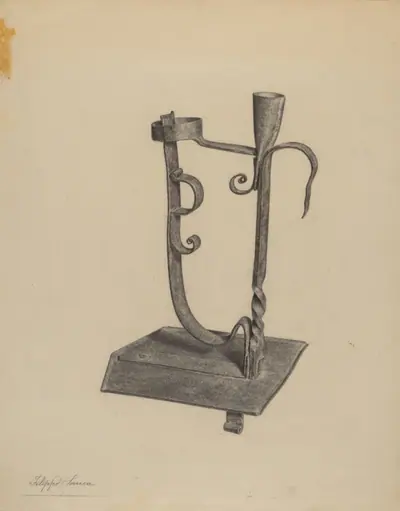Rush Light and Candle Holder