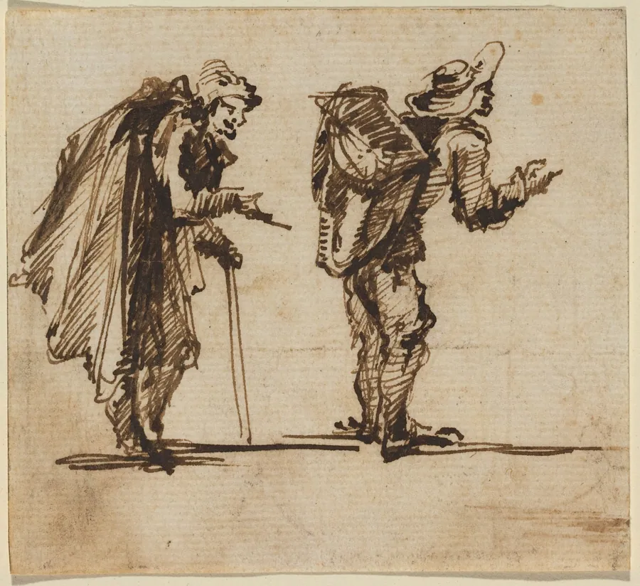 An Old Man with a Cape and a Rustic with a Backpack by Giovanni Battista Piranesi