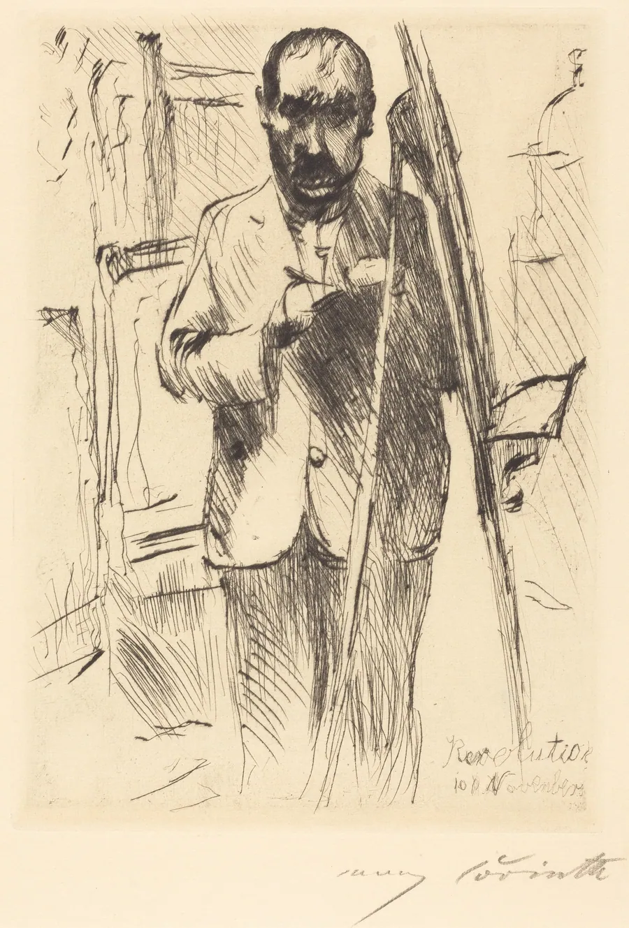 Selbstbildnis an der Staffelei (Self-Portrait with Easel) by Lovis Corinth