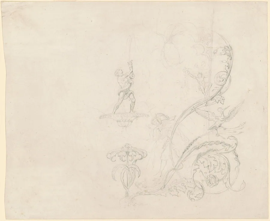 Studies of Fountain Decorations by Emanuel Gottlieb Leutze