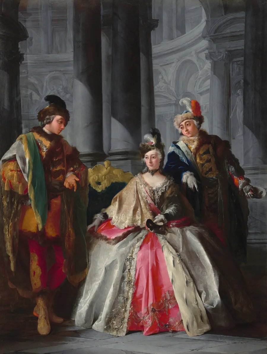 Three Figures Dressed for a Masquerade by Louis-Joseph Le Lorrain