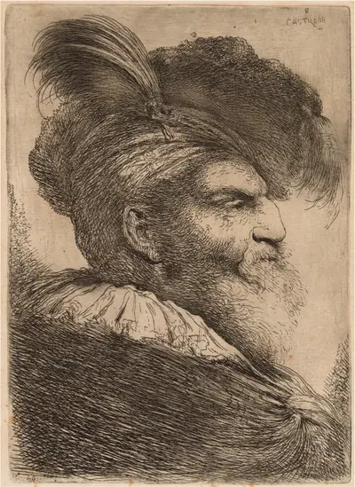 Man with a Long Beard and Headdress, Facing Right