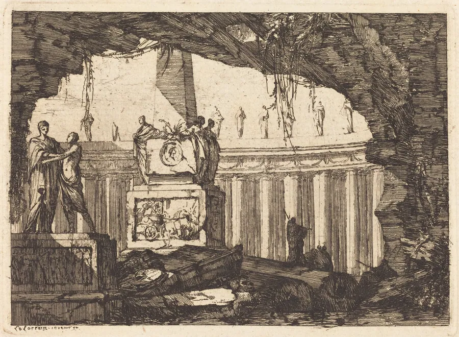 Architectural Fantasy with an Obelisk and Arcade by Louis-Joseph Le Lorrain