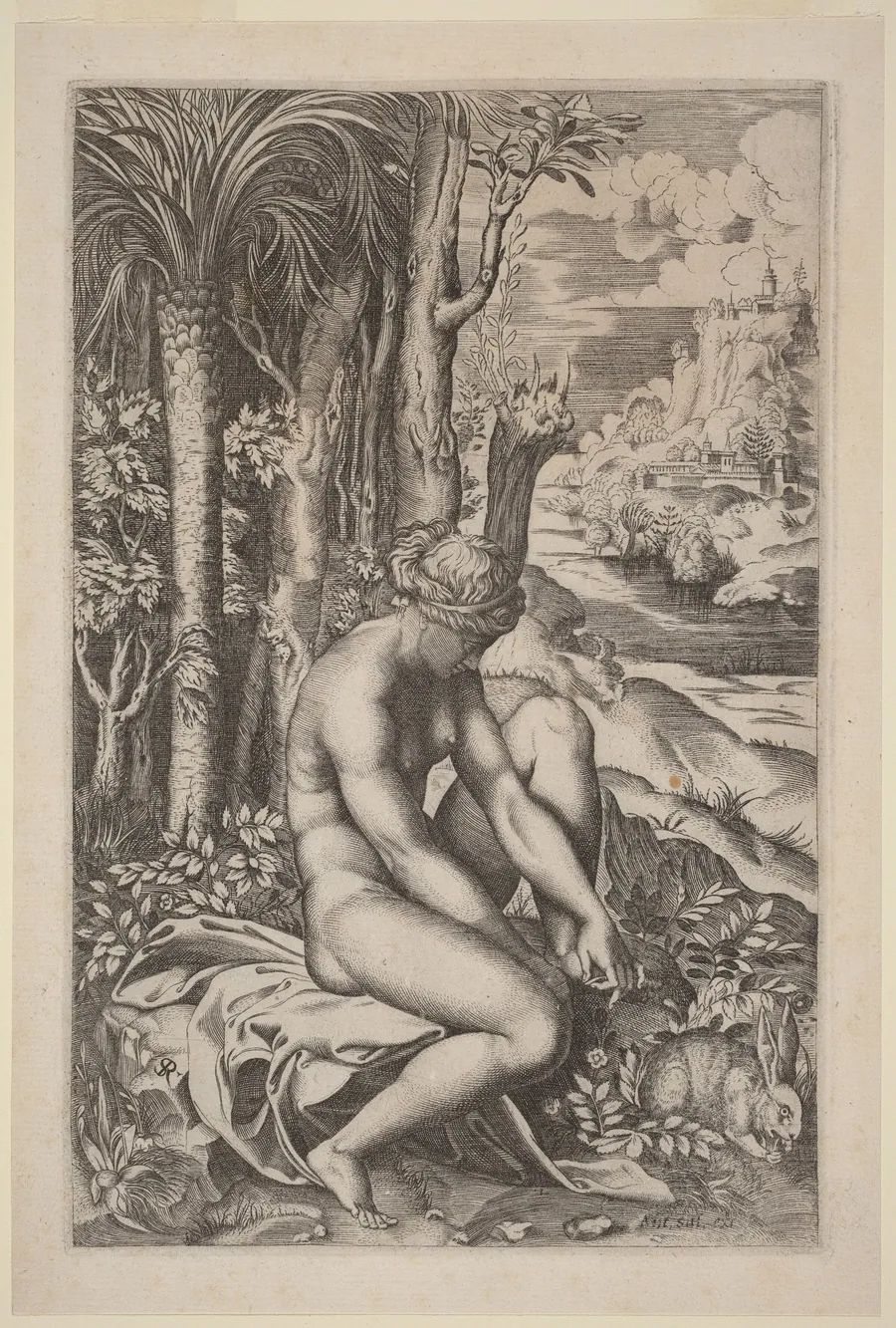 Venus Extracting a Thorn from Her Foot by Marco Dente