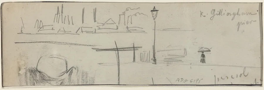 Gillingham Pier, London [verso] by Félix-Hilaire Buhot