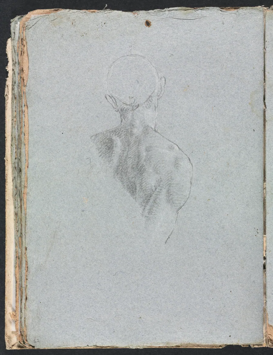 Verona Sketchbook: Male nude head and shoulders from behind (page 62) by Francesco Lorenzi