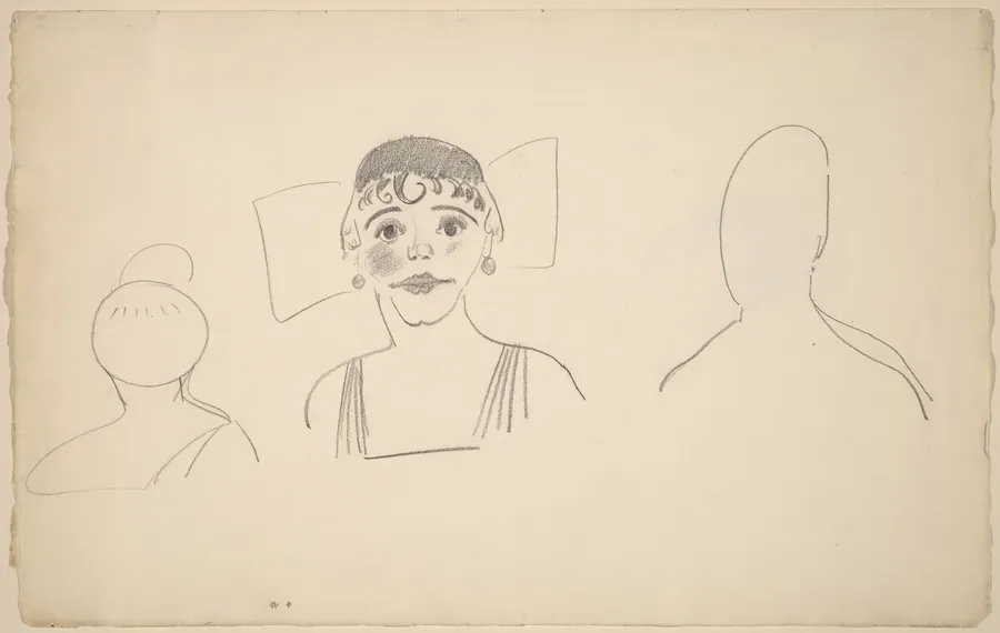 Sketches of Three Female Heads [recto] by George Bellows