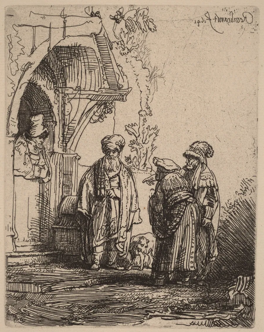 Three Oriental Figures (Jacob and Laban?) by Rembrandt van Rijn