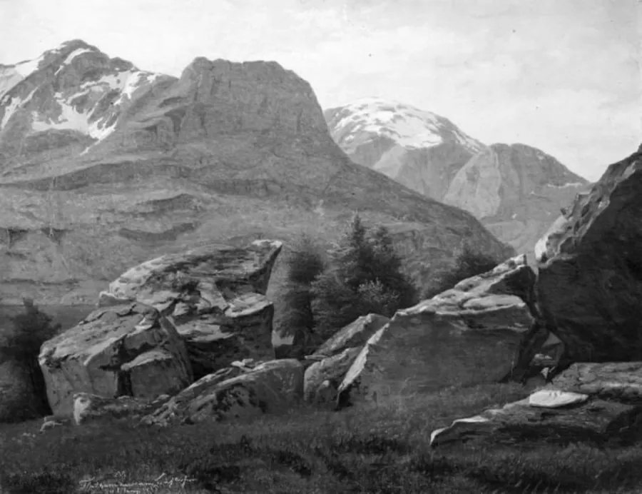 Bjerglandskab by Johann Mohr
